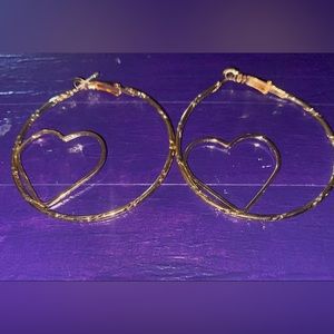 Gold Heart Hoop Earrings